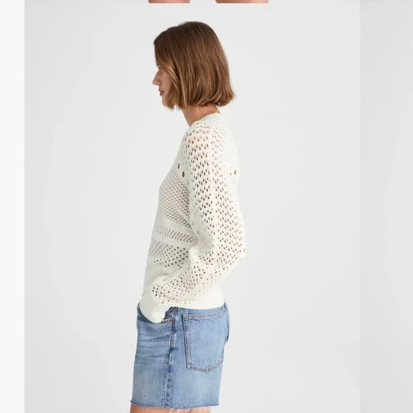 NWT Madewell XS Open-Stitch Cotton Pullover Sweater - Picture 3 of 14